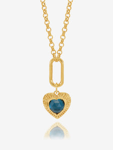 Personalised Electric Love Blue Topaz Hardware Heart Necklace