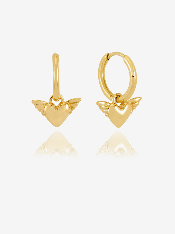 Guardian Angel Wings Huggie Hoop Earrings - Rachel Jackson