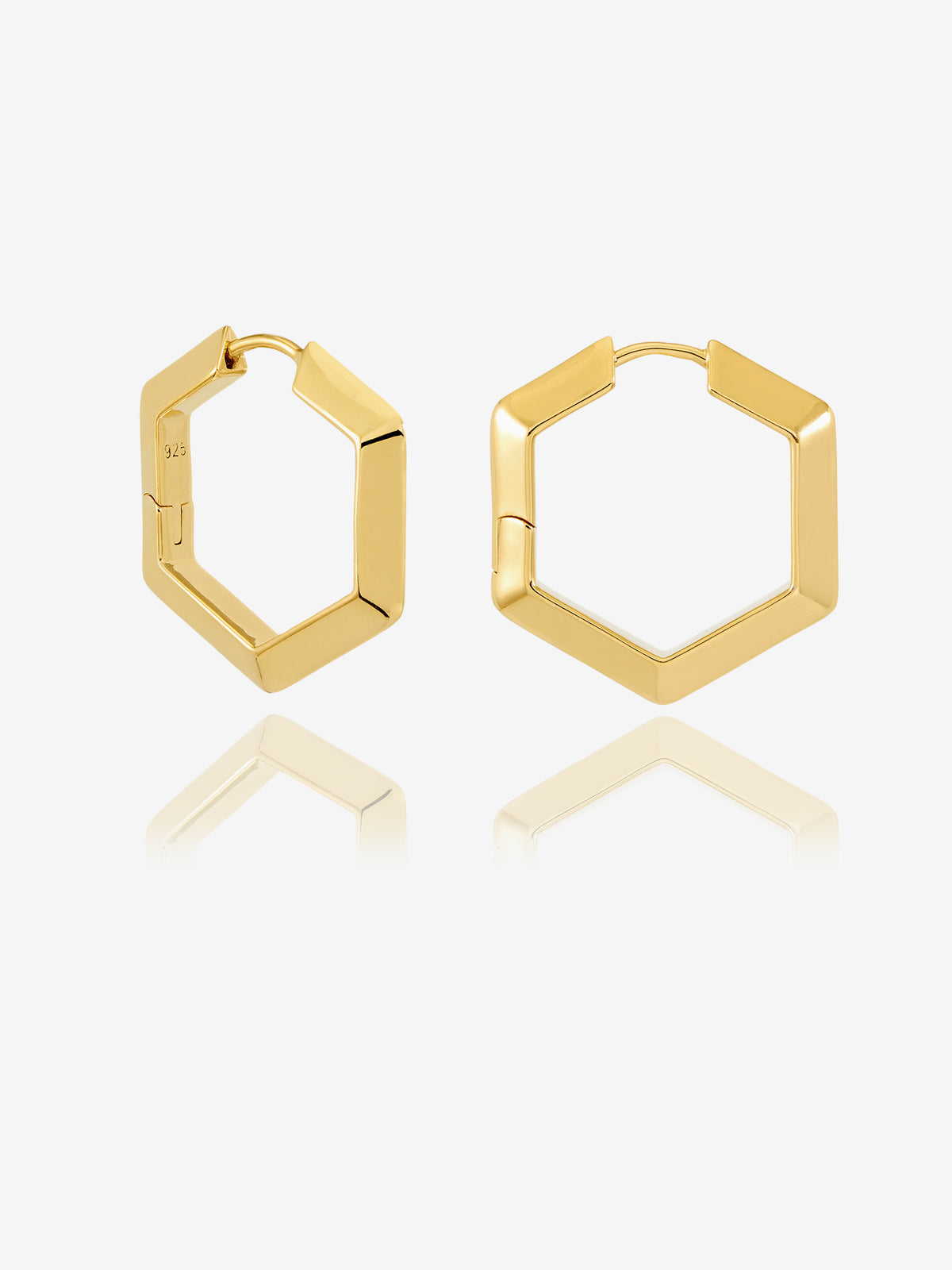 Large Bevelled Hexagon Hoop Earrings