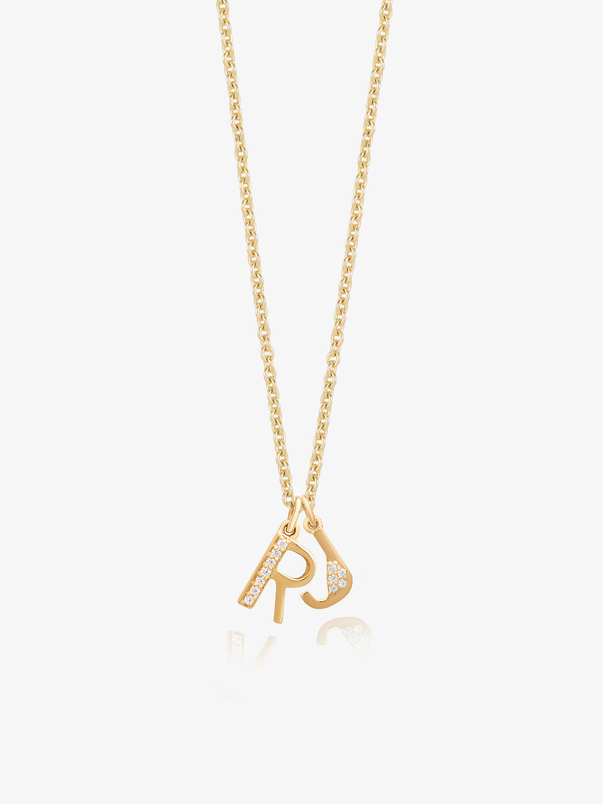 Solid Gold and Diamond Family Initial Necklace