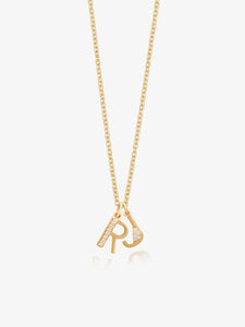 Solid Gold and Diamond Family Initial Necklace