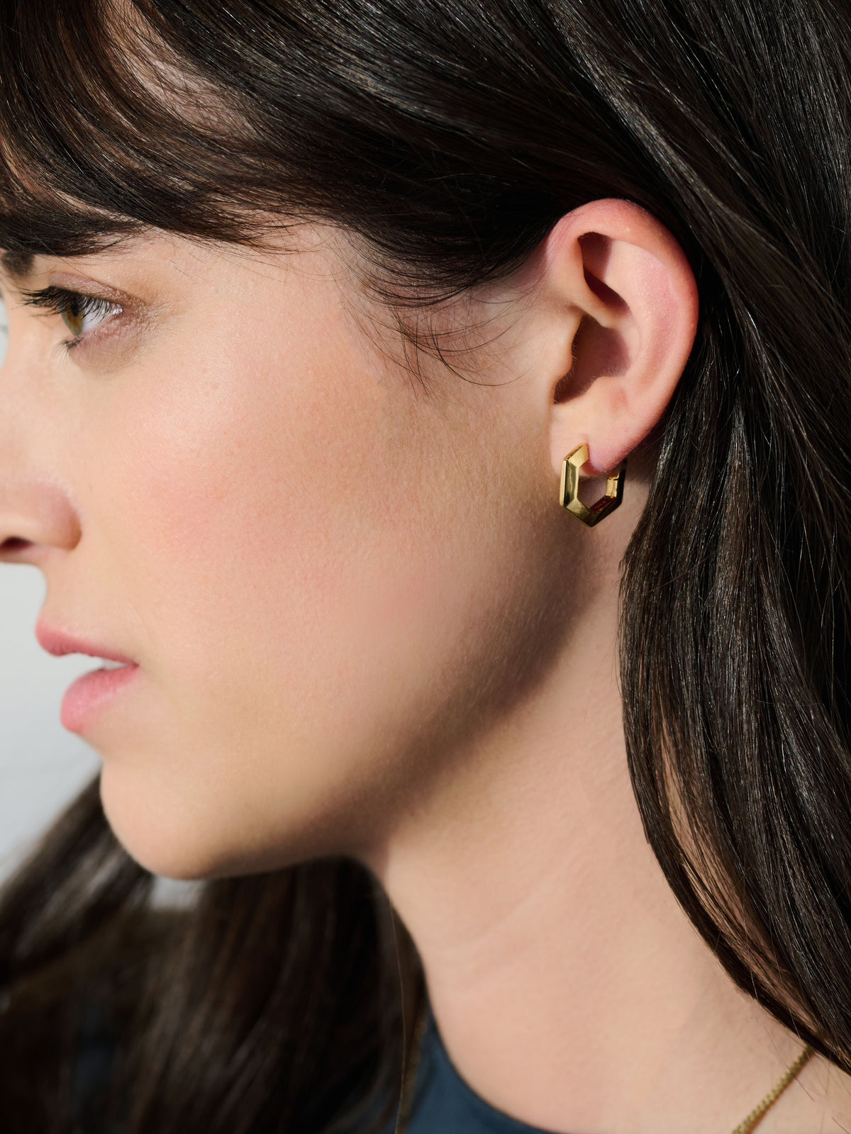 Medium Bevelled Hexagon Hoop Earrings