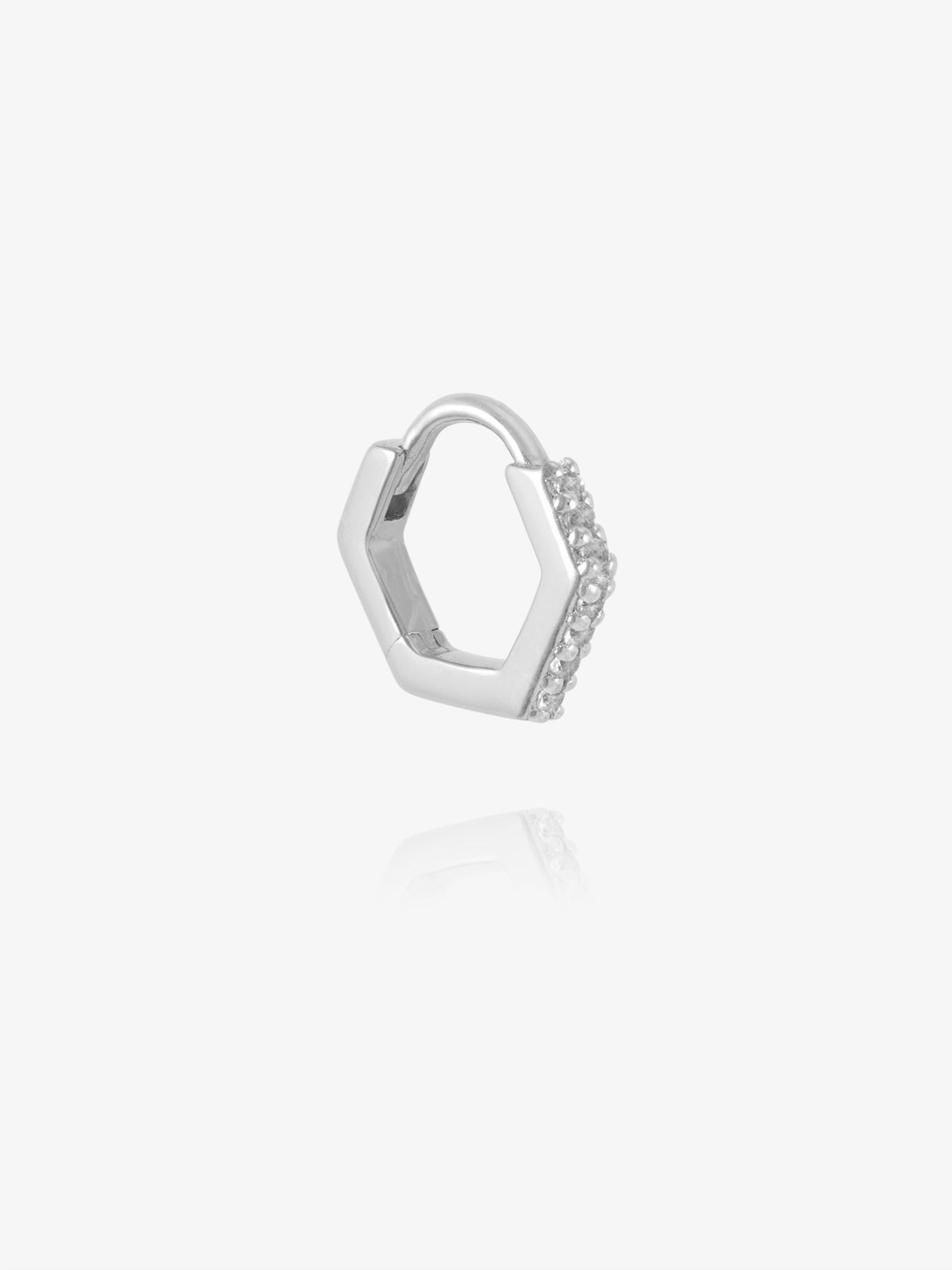 White Topaz Hexagon Huggie Hoop Earrings