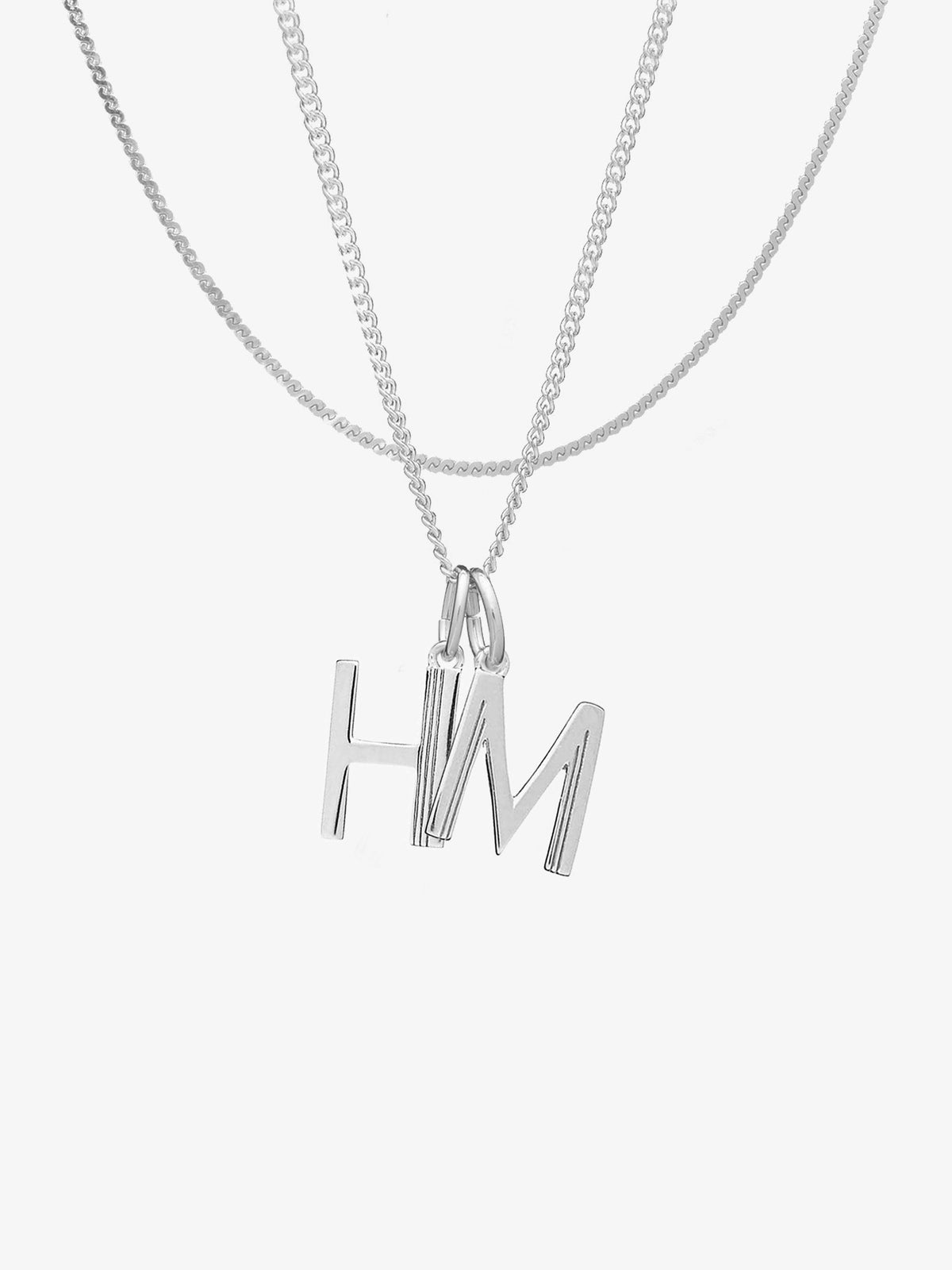 Art Deco Family Initials and Serpentine Layered Necklace Set