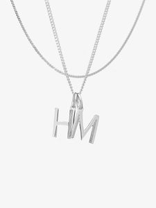 Art Deco Family Initials and Serpentine Layered Necklace Set