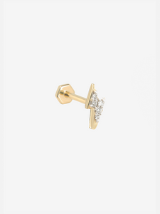 Solid Gold And Diamond Lightning Bolt Labret Earring 8mm