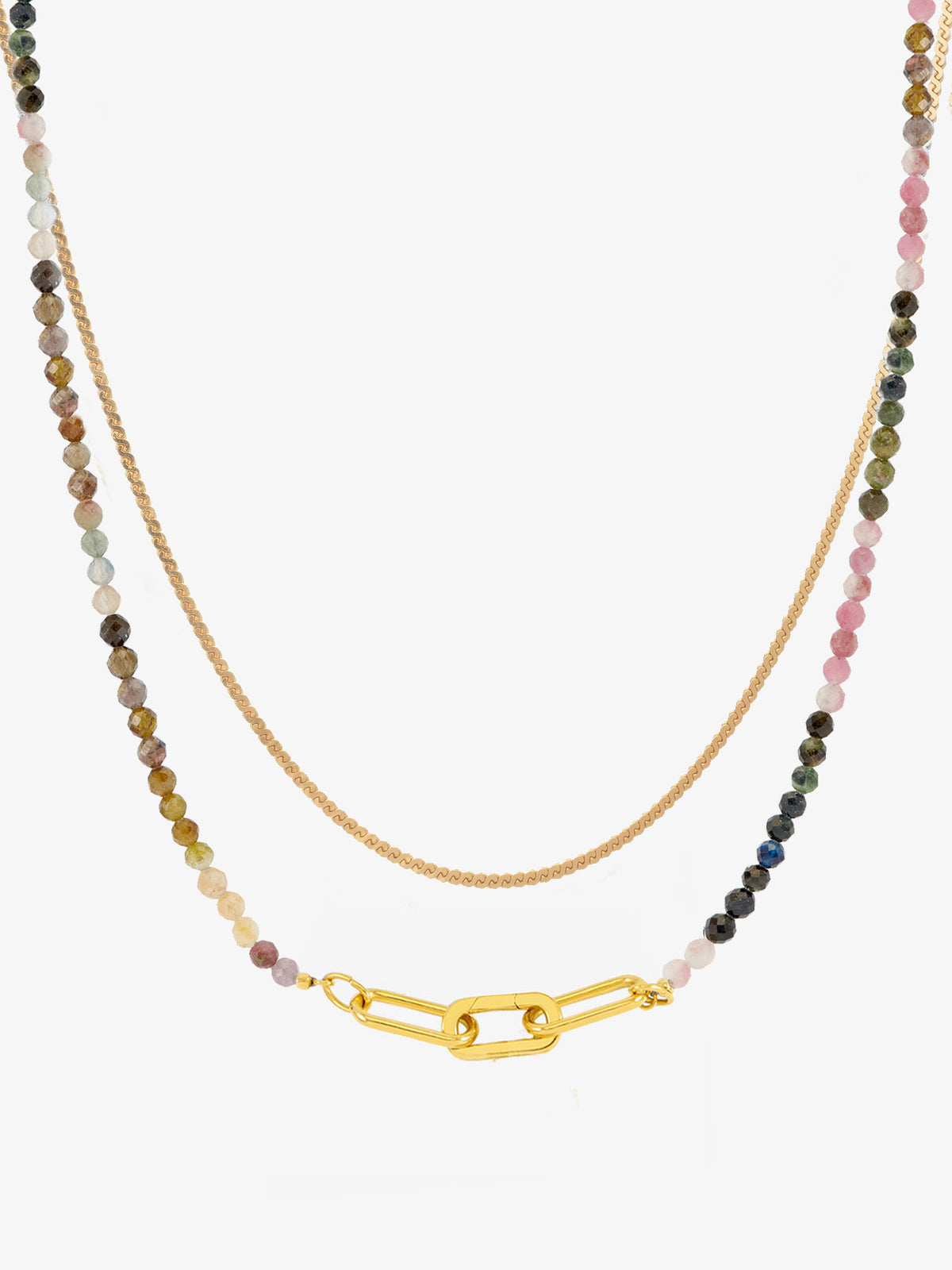 Styled Tourmaline Gemstone and Serpentine Layered Set